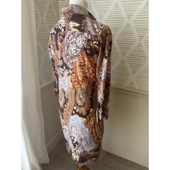 Craig Taylor Women’s Medium Brown Paisley Button Up Dress - Picture 6 of 7